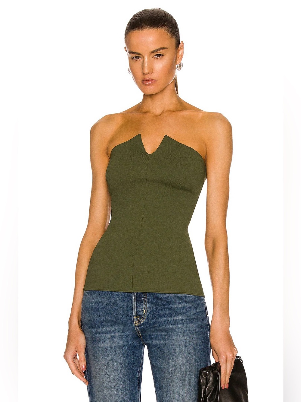 Khaite green Punto strapless top